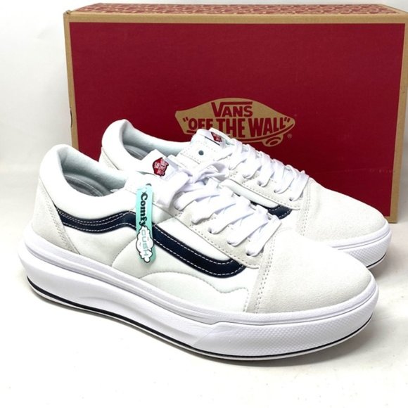 VANS Old Skool Overt CC Shoes Platform White Canvas Suede Men's Low VN0A7Q5EWHT - Picture 3 of 10